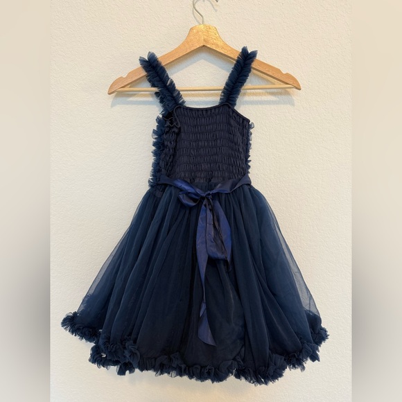Ruffle Butts Tulle Sleeveless Princess Petti Dress Navy Blue Size 4-5T - Picture 3 of 5